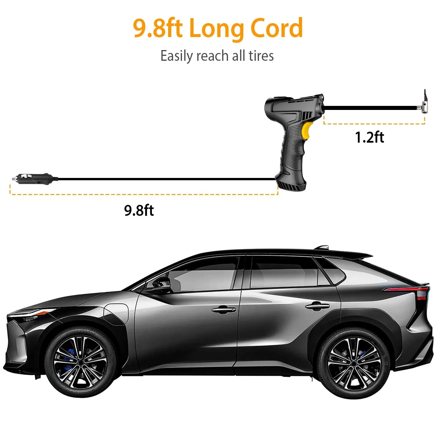 12V Digital Car Tire Inflator with LED Light 150 PSI