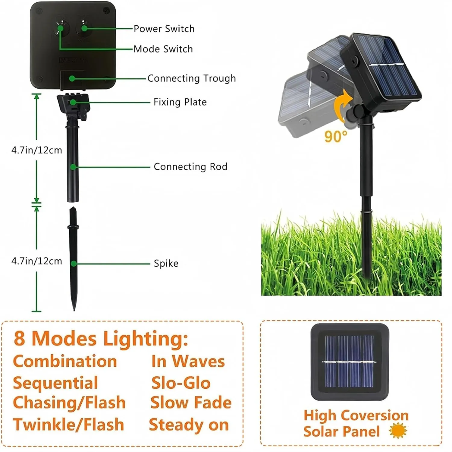 2-Pack 200 LED Solar String Lights for Outside, Solar Christmas Lights Outdoor Waterproof, Green Wire Solar Tree Lights with 8 Lighting Modes for Xmas Wedding Party Garden Decorations (Warm White)