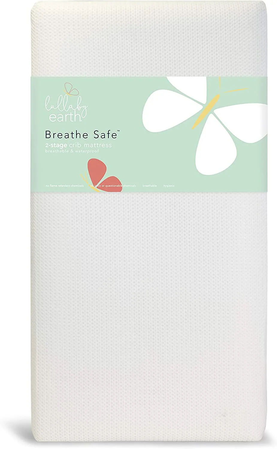 2-Stage Breathable Crib Mattress - Earth Breathe Safe Chemical Free Dual Firmness Natural Mattress with Removable Washable Protector