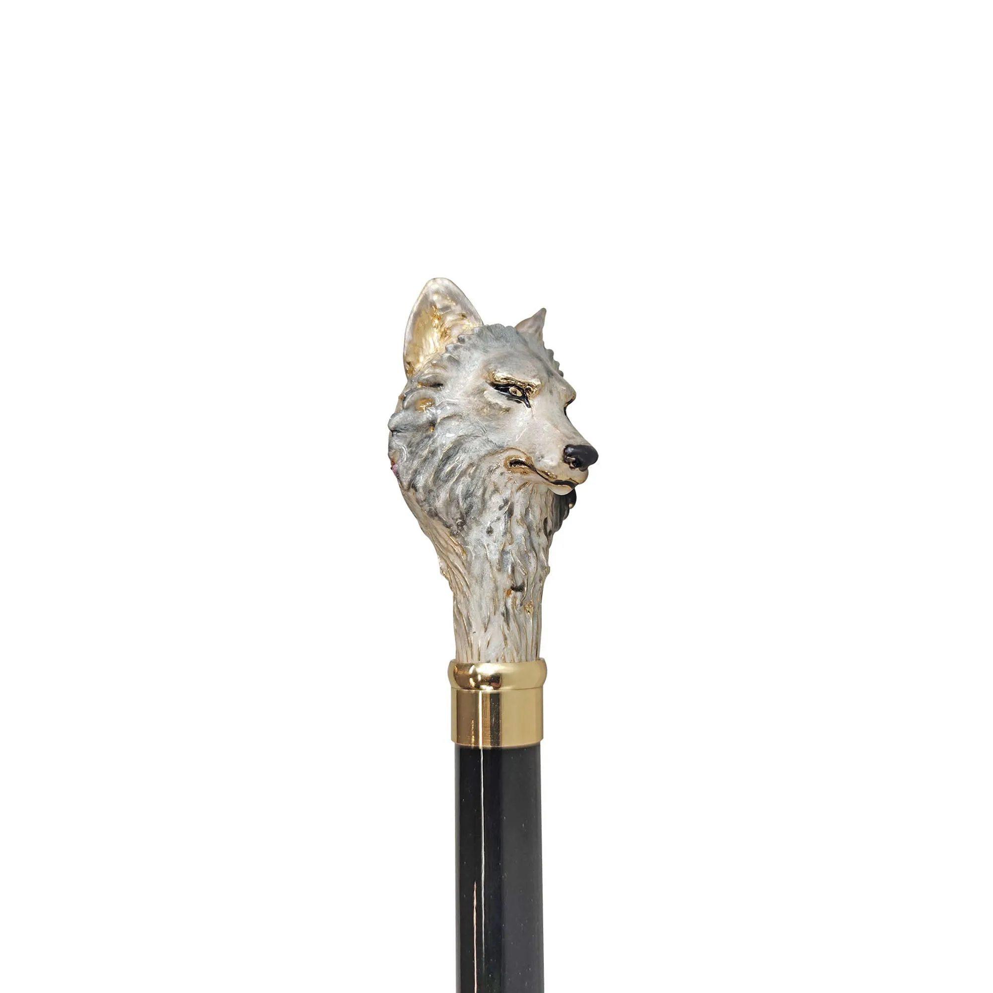 24K Gold plated Wolf - enamelled by hand