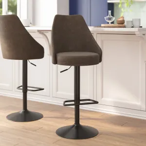 2PK Brown Leather Bar Stools SY-802-BR-GG