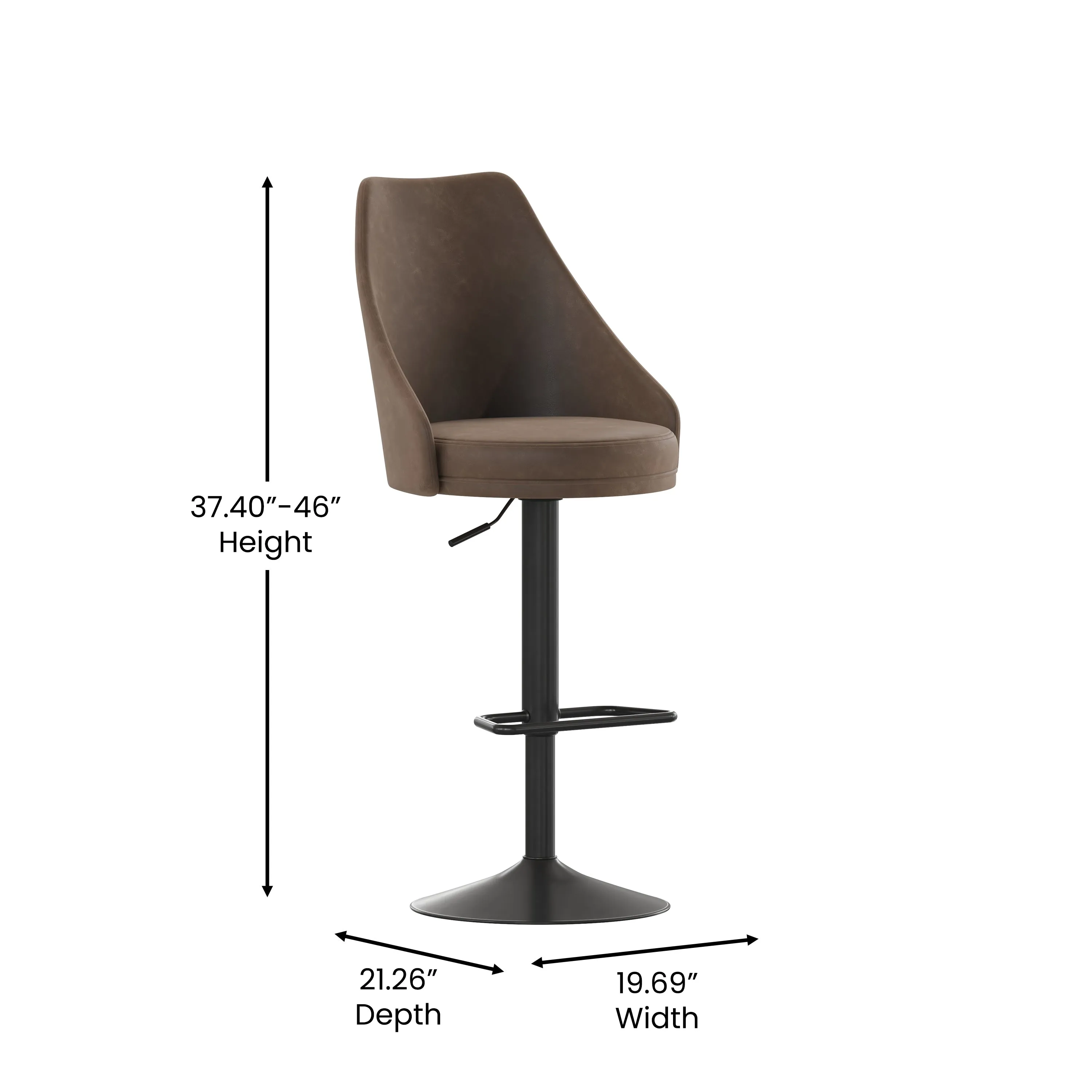 2PK Brown Leather Bar Stools SY-802-BR-GG