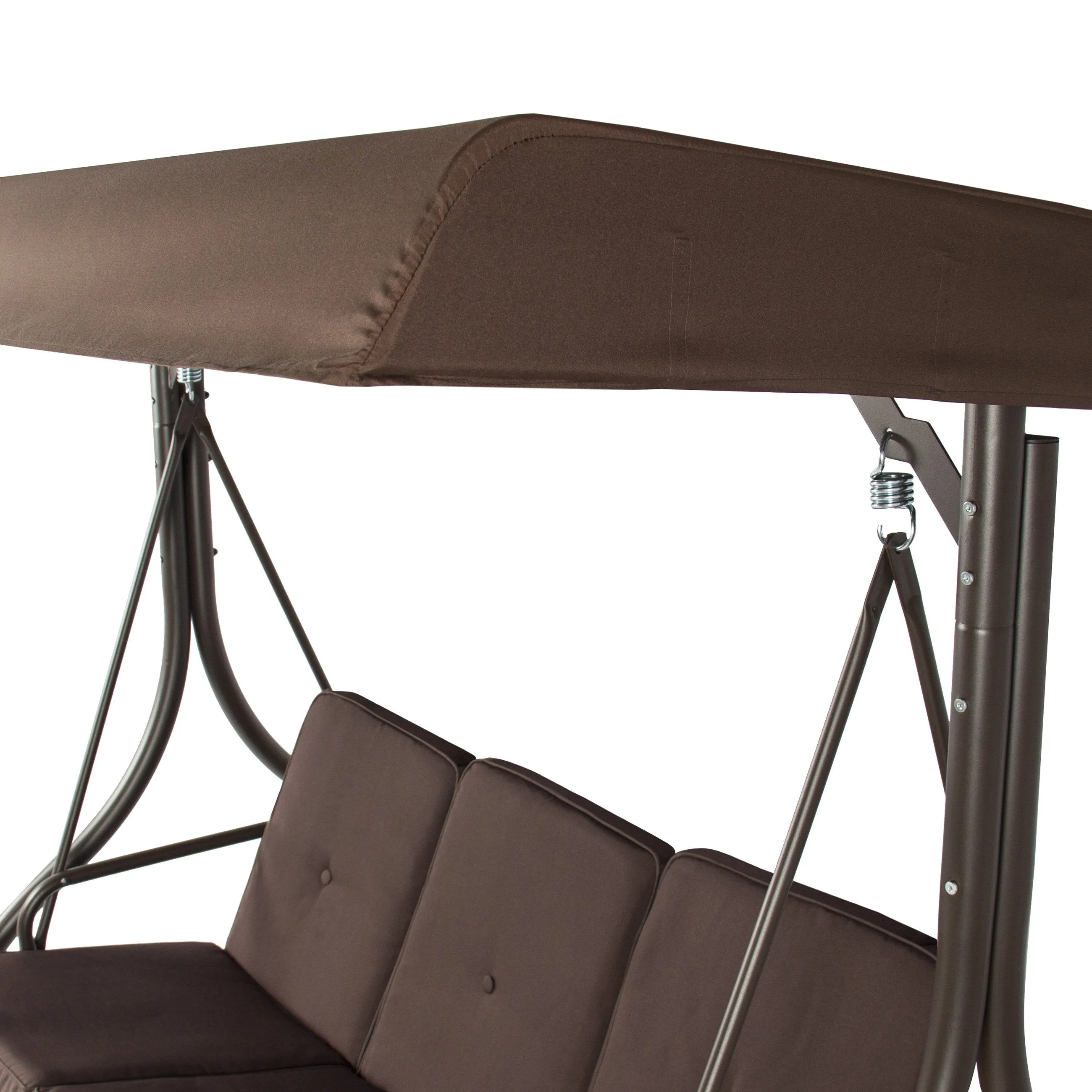 3-Seat Outdoor Canopy Swing Glider Furniture w/ Convertible Flatbed Backrest