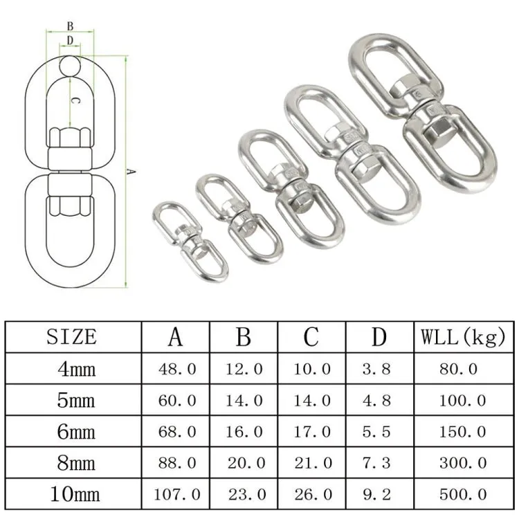 6mm 304 Stainless Steel Universal Rotating Ring