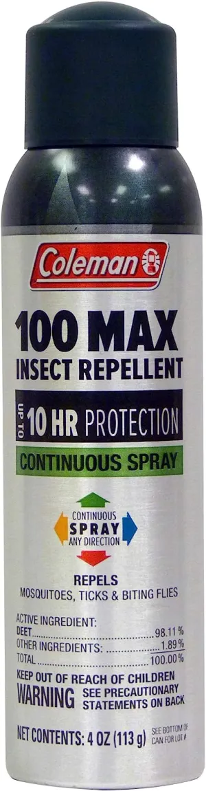 Coleman Max 100% Deet Insect Repellent - 4 oz. Continuous Spray