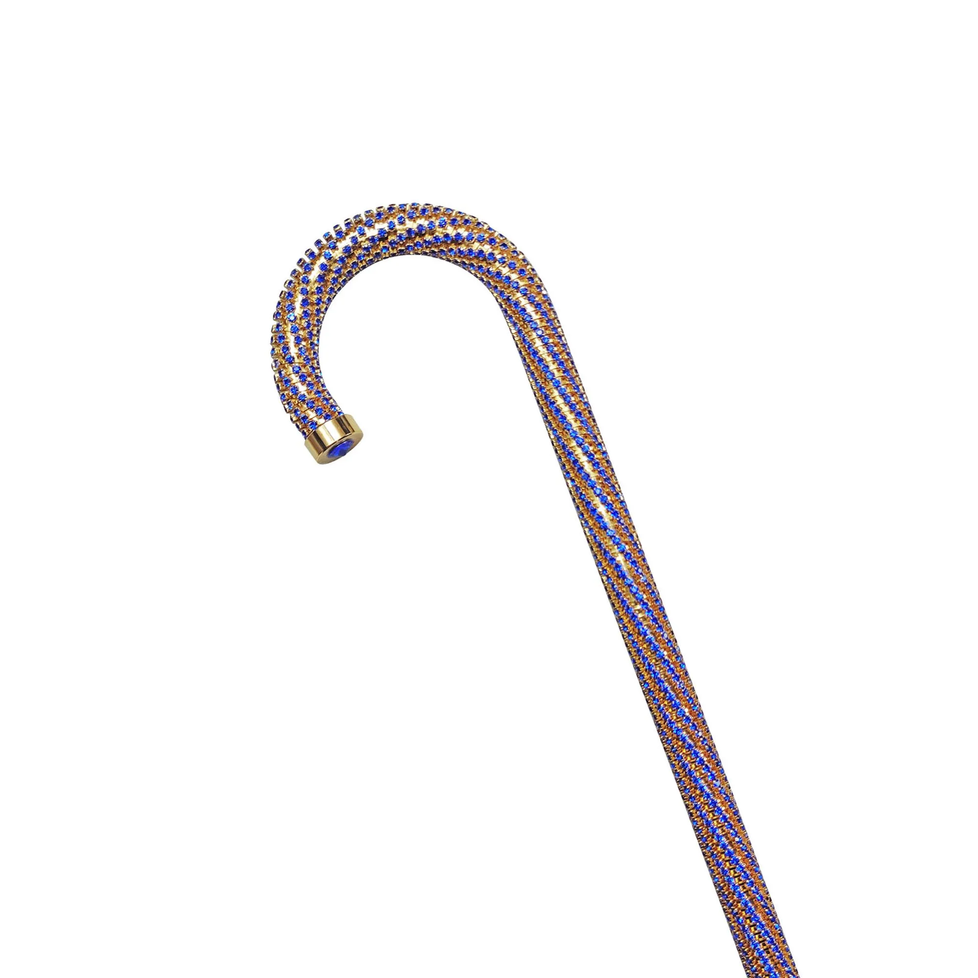 Crook Walking Cane Encrusted with Sapphire crystals