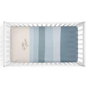 Dusty Blue Stripes Personalized Crib Sheet