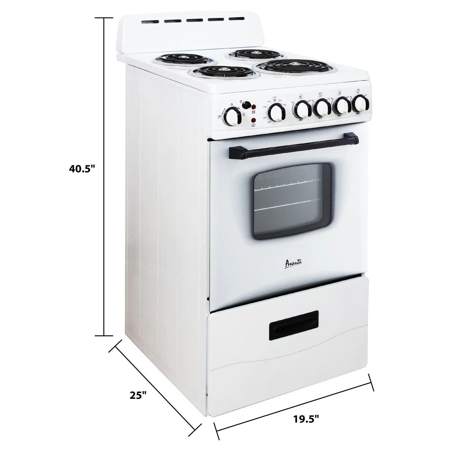 ERU200P3S Avanti 20" Electric Range Oven with Framed Glass Door - Stainless Steel / 2.1 cu. ft.