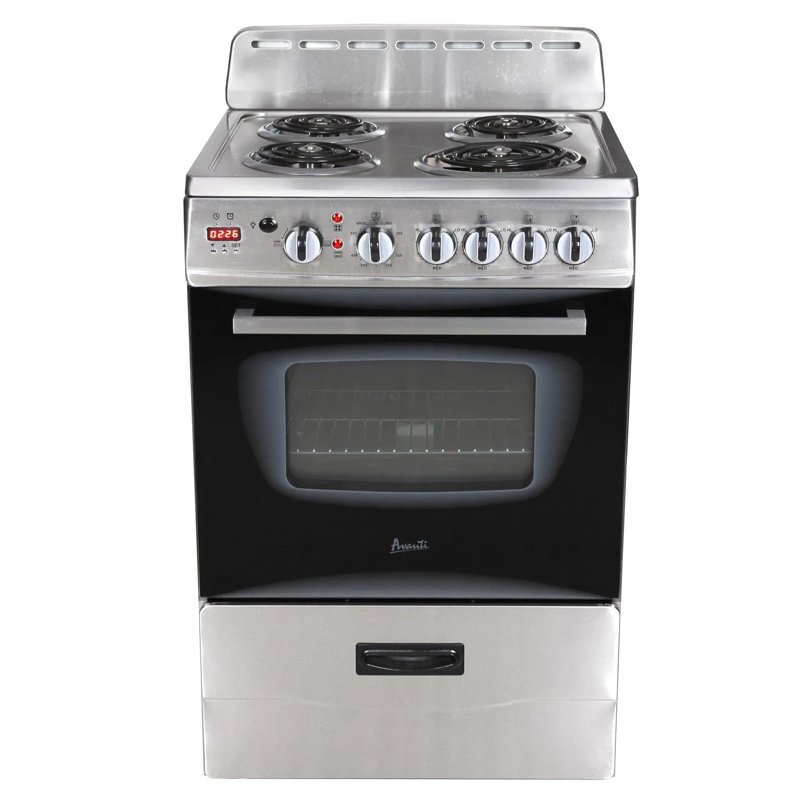 ERU240P0W Avanti 24" Electric Range Oven with Framed Glass Door - White / 2.6 cu. ft.