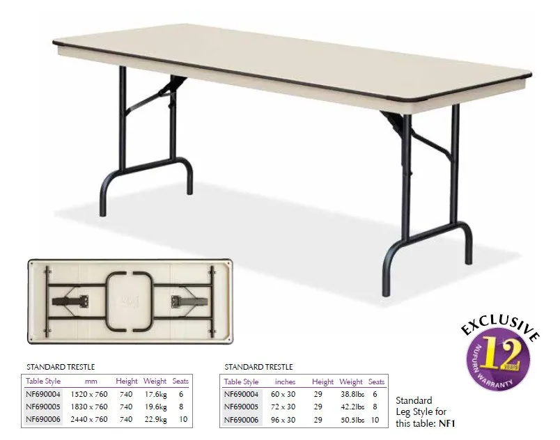 EventPro-Lite - 8ft Trestle Folding Table