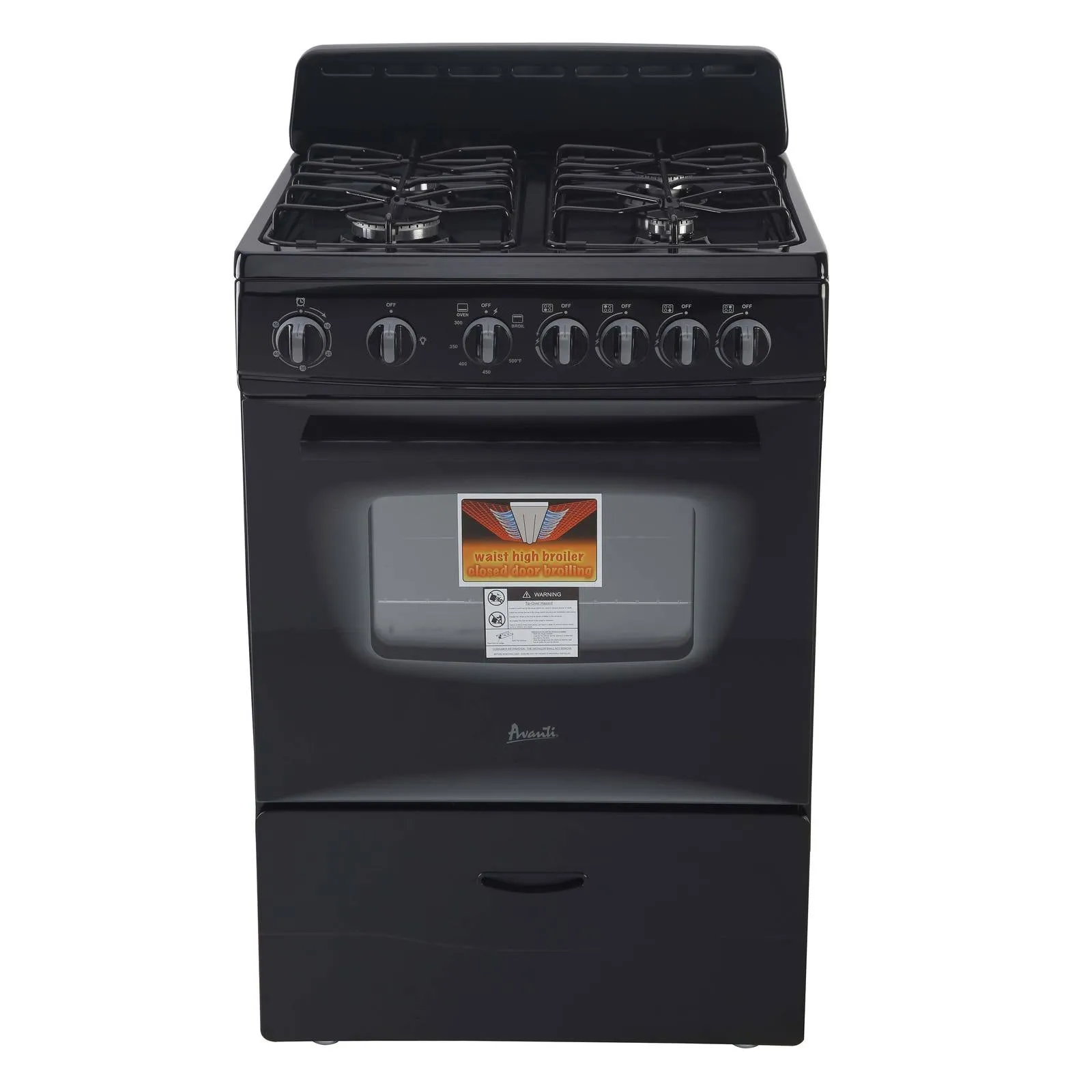 GR2416CSS Avanti 24" Compact Gas Range Oven - Stainless Steel / 2.6 cu. ft.