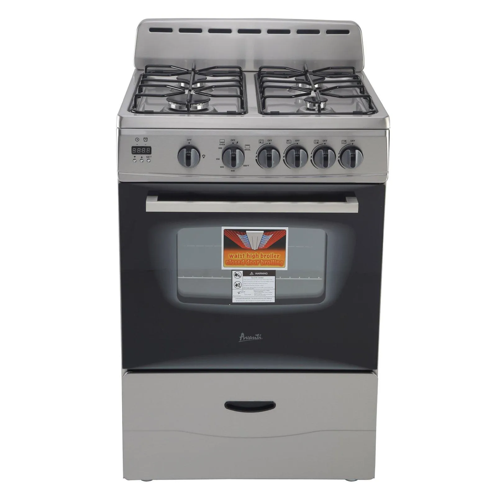 GR2416CSS Avanti 24" Compact Gas Range Oven - Stainless Steel / 2.6 cu. ft.