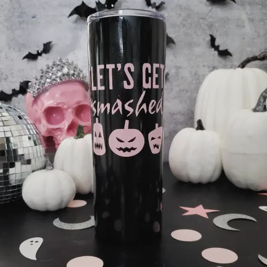 HALLOWEEN Black Glitter Funny 20oz Insulated Tumbler by Salt and Sparkle