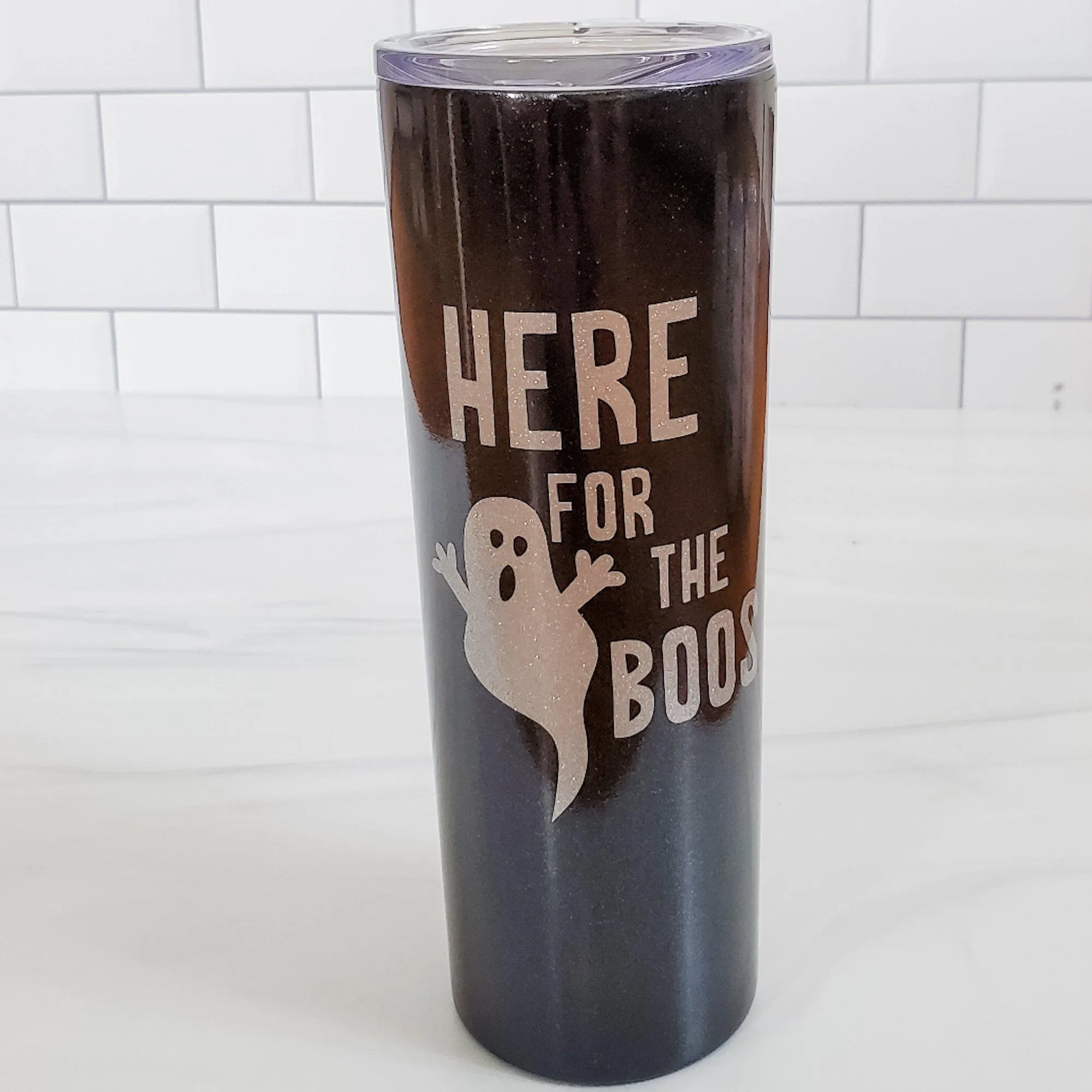 HALLOWEEN Black Glitter Funny 20oz Insulated Tumbler by Salt and Sparkle