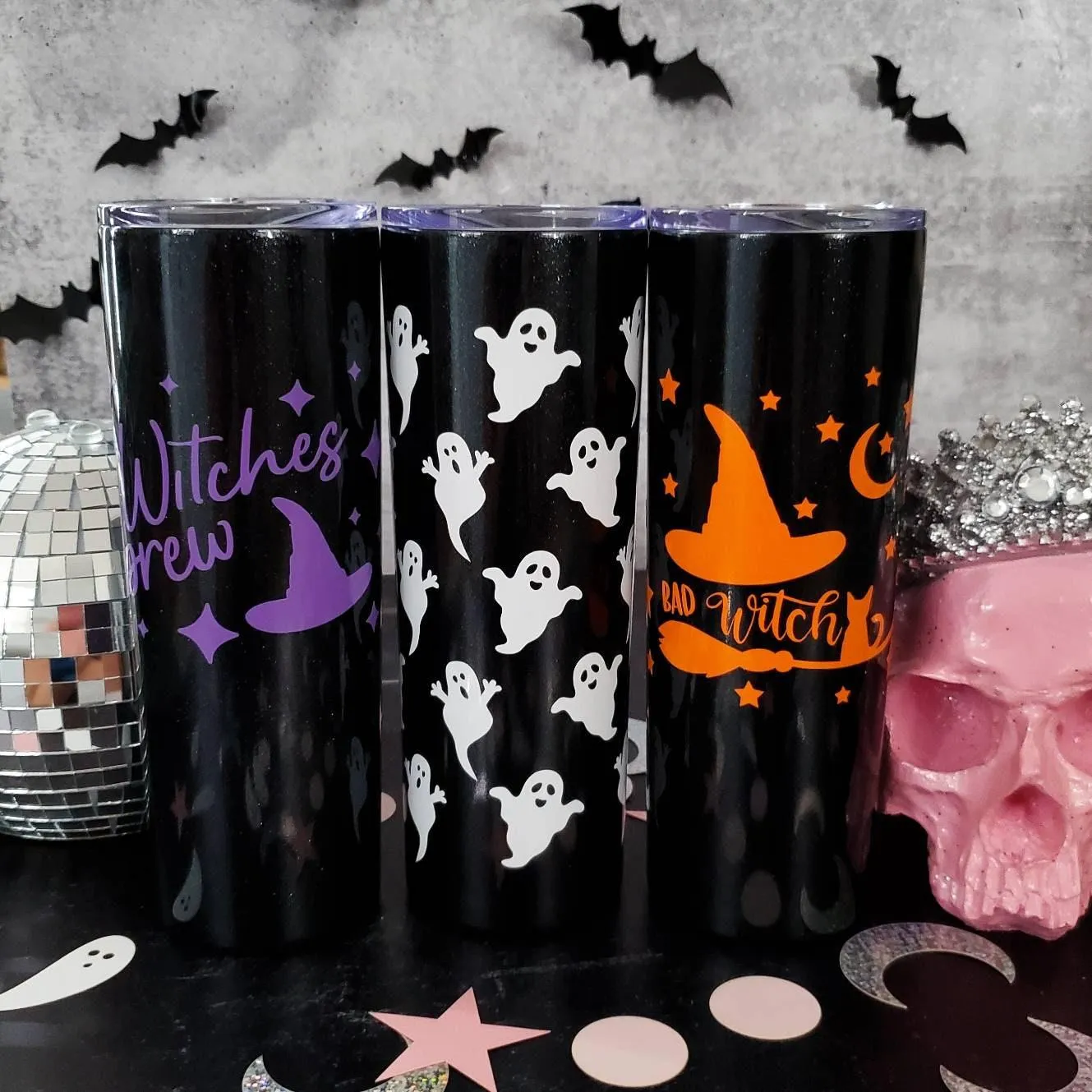 HALLOWEEN Witches Brew Black Glitter Tumbler by Salt and Sparkle