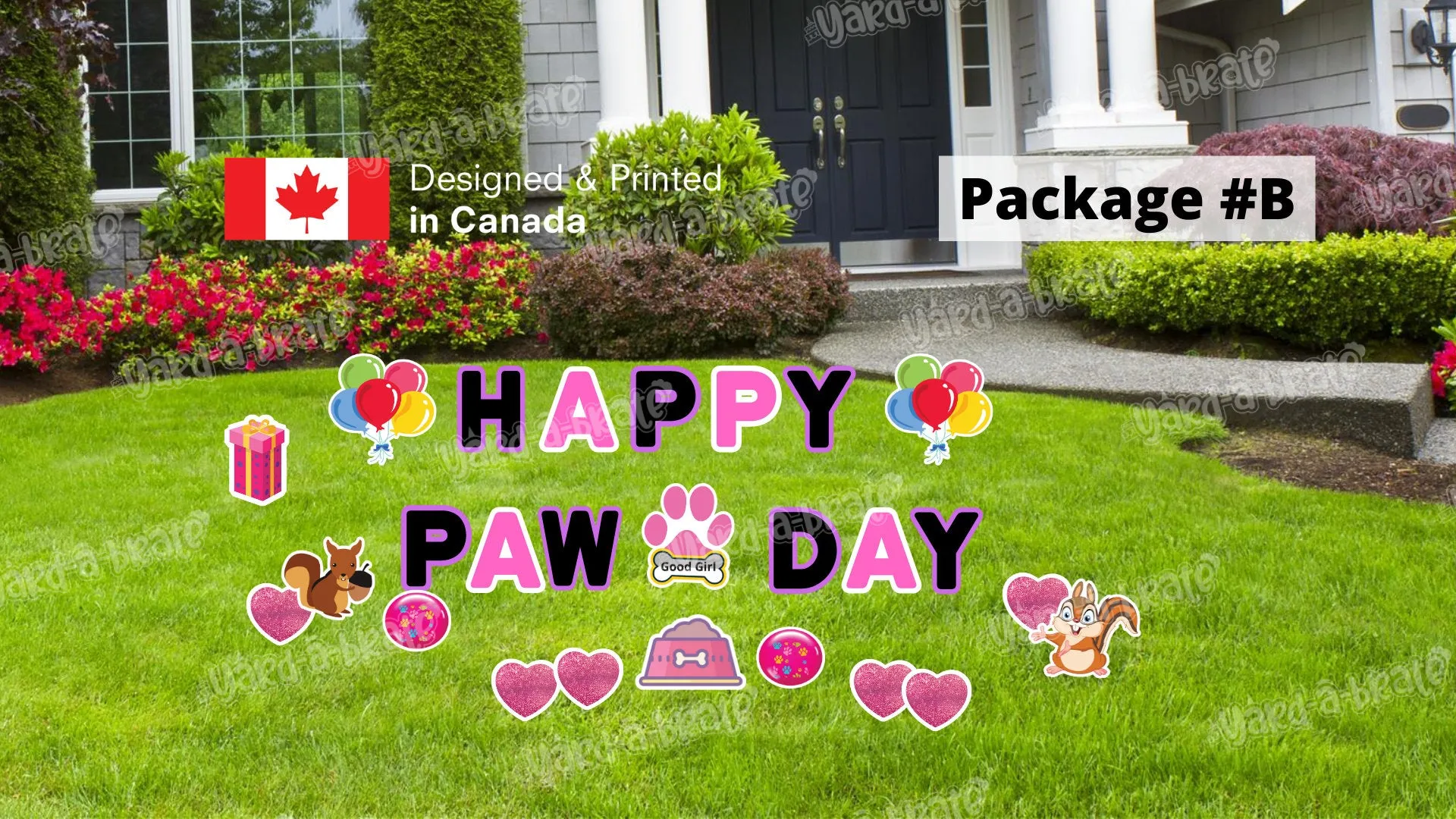 Happy Pawday Girl – Balloon 18" Tall   Letters 15" Tall   Decors (Total 12 or 26pcs) | Yard Sign Outdoor Lawn Decorations