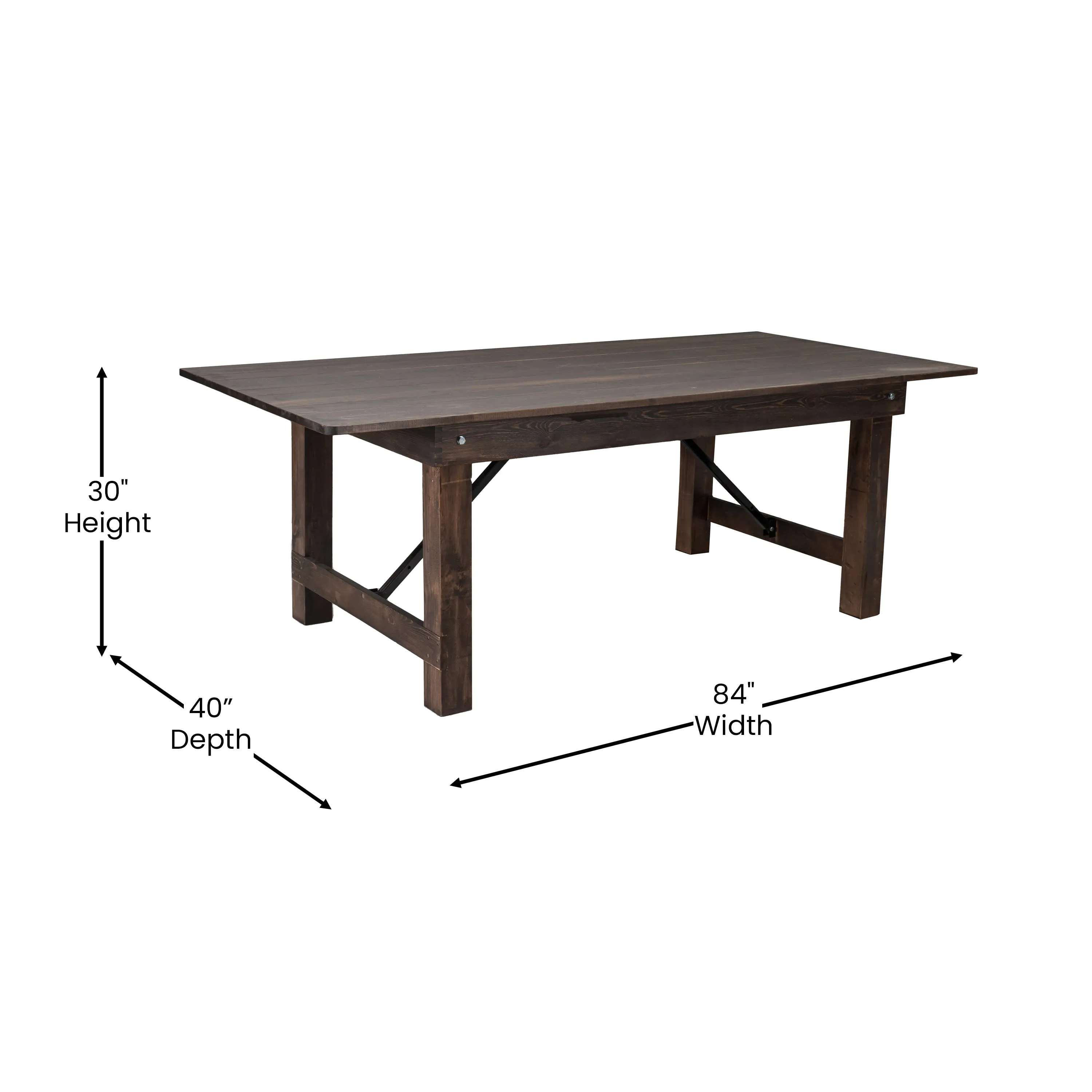 HERCULES Series 7' x 40" Rectangular Solid Pine Folding Farm Table