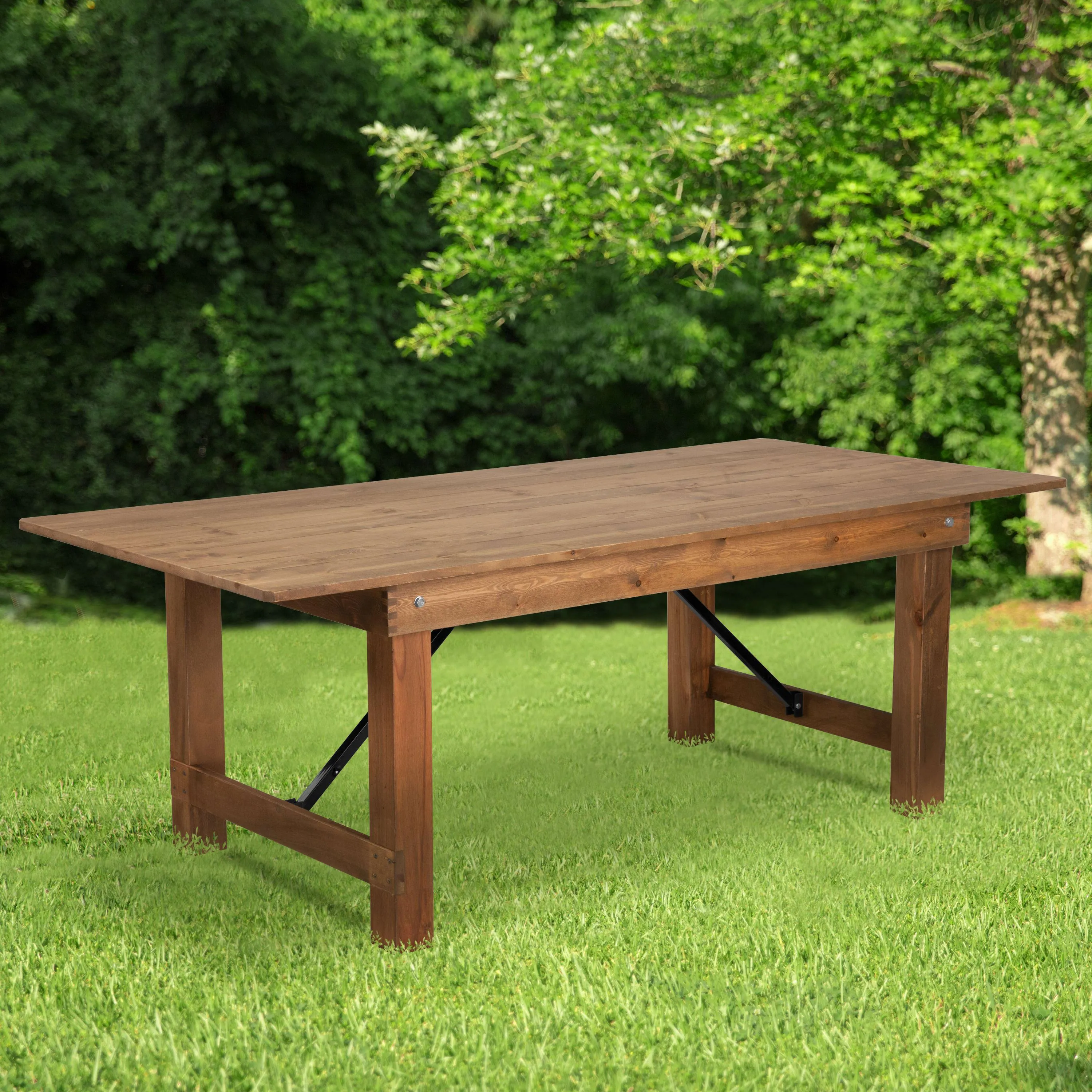 HERCULES Series 7' x 40" Rectangular Solid Pine Folding Farm Table