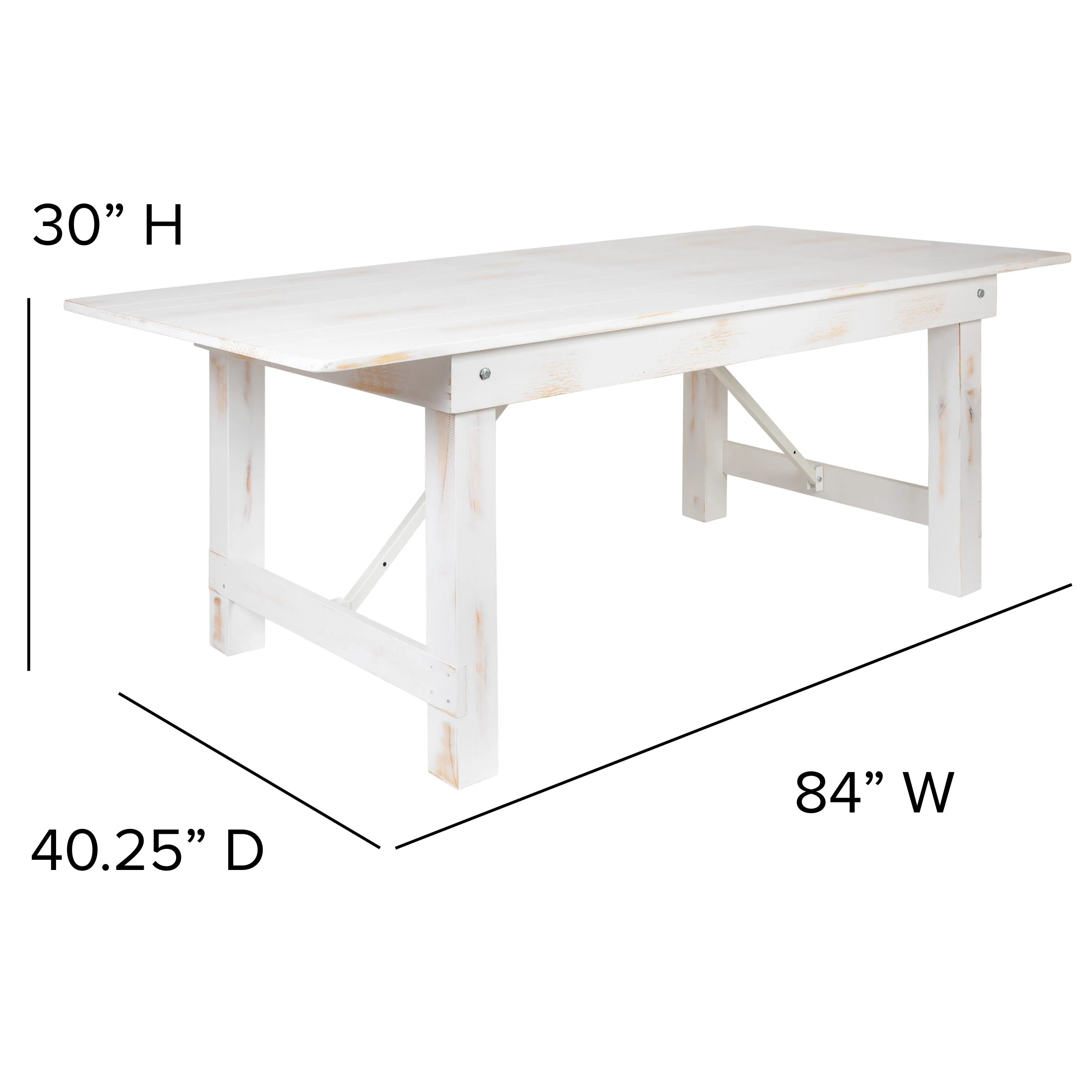 HERCULES Series 7' x 40" Rectangular Solid Pine Folding Farm Table