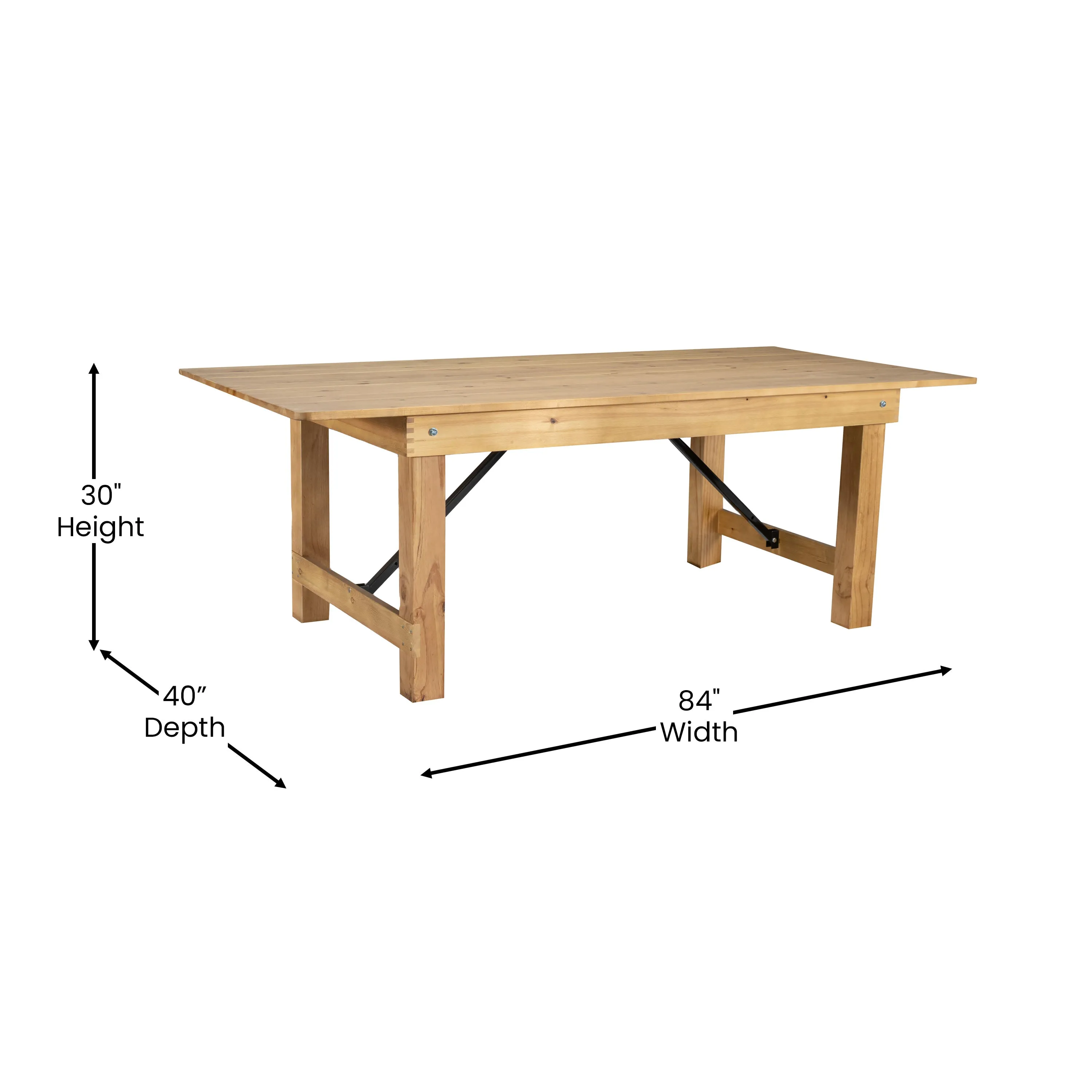 HERCULES Series 7' x 40" Rectangular Solid Pine Folding Farm Table