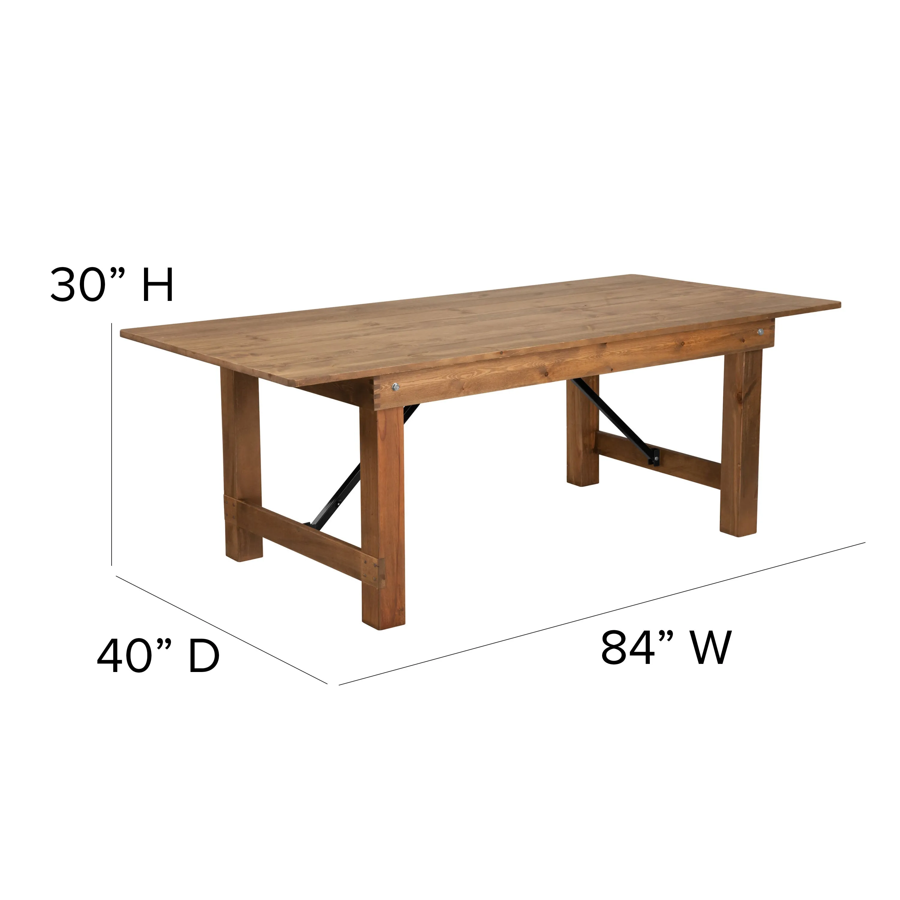 HERCULES Series 7' x 40" Rectangular Solid Pine Folding Farm Table