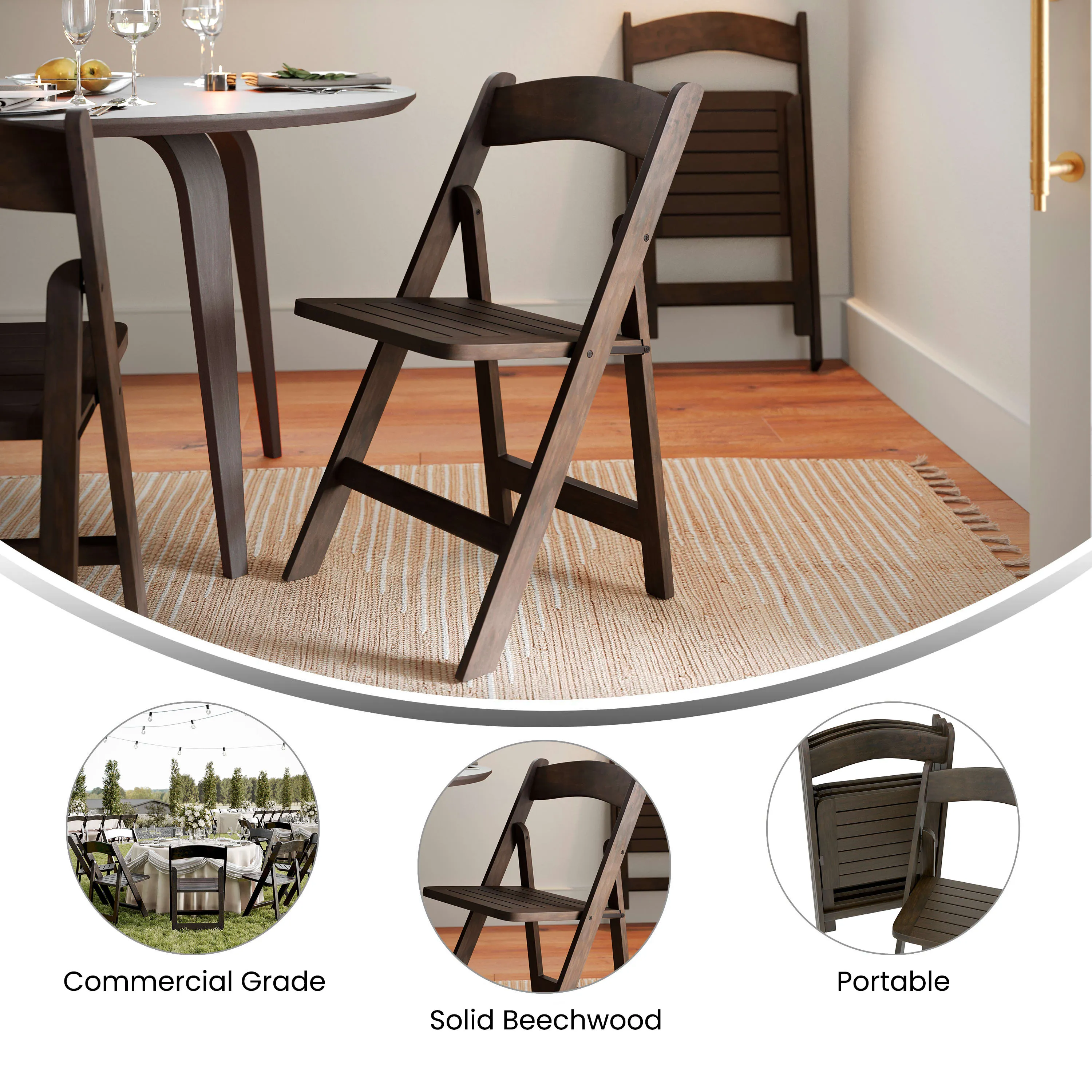 Holden Commercial Grade Solid Wood Folding Dining Chair