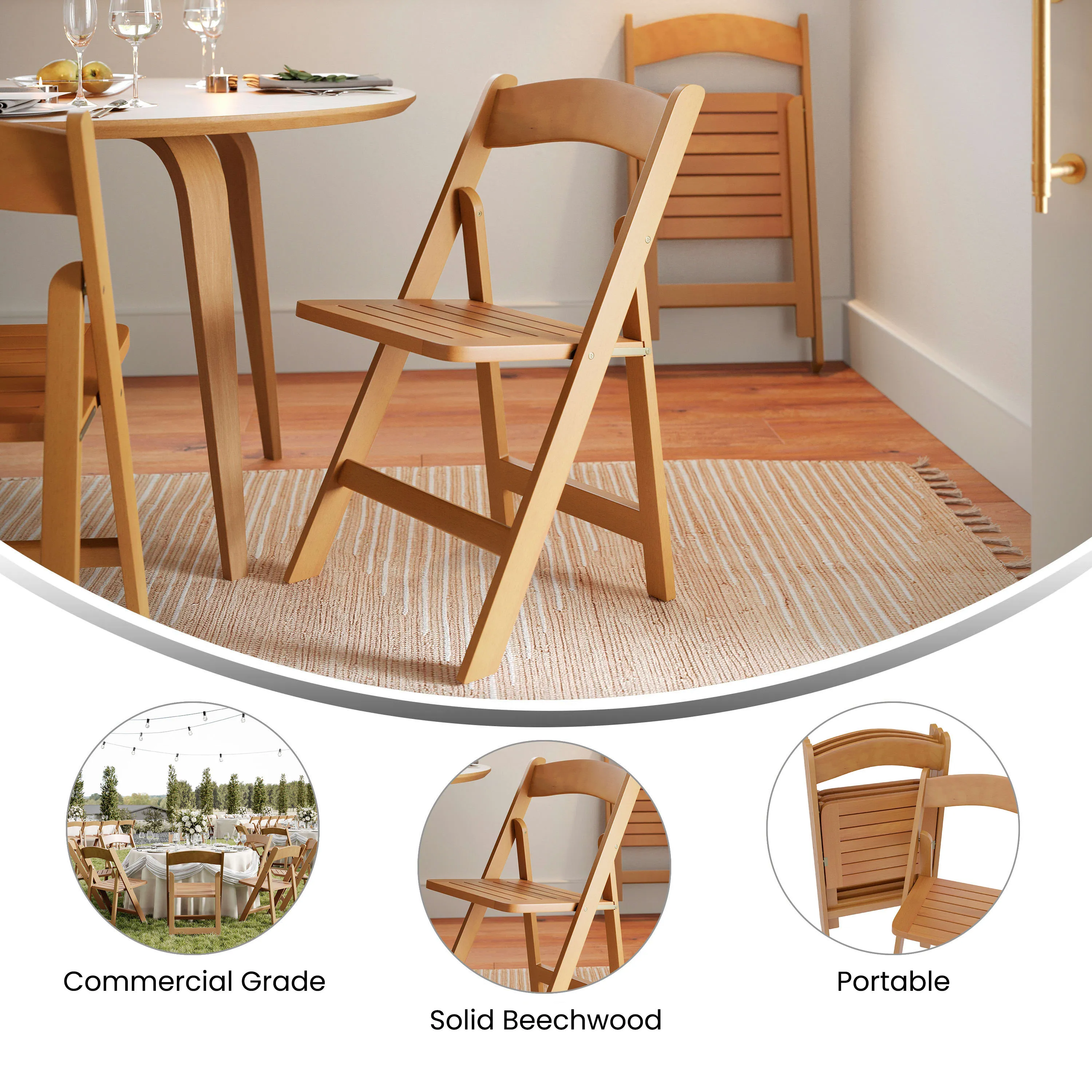 Holden Commercial Grade Solid Wood Folding Dining Chair