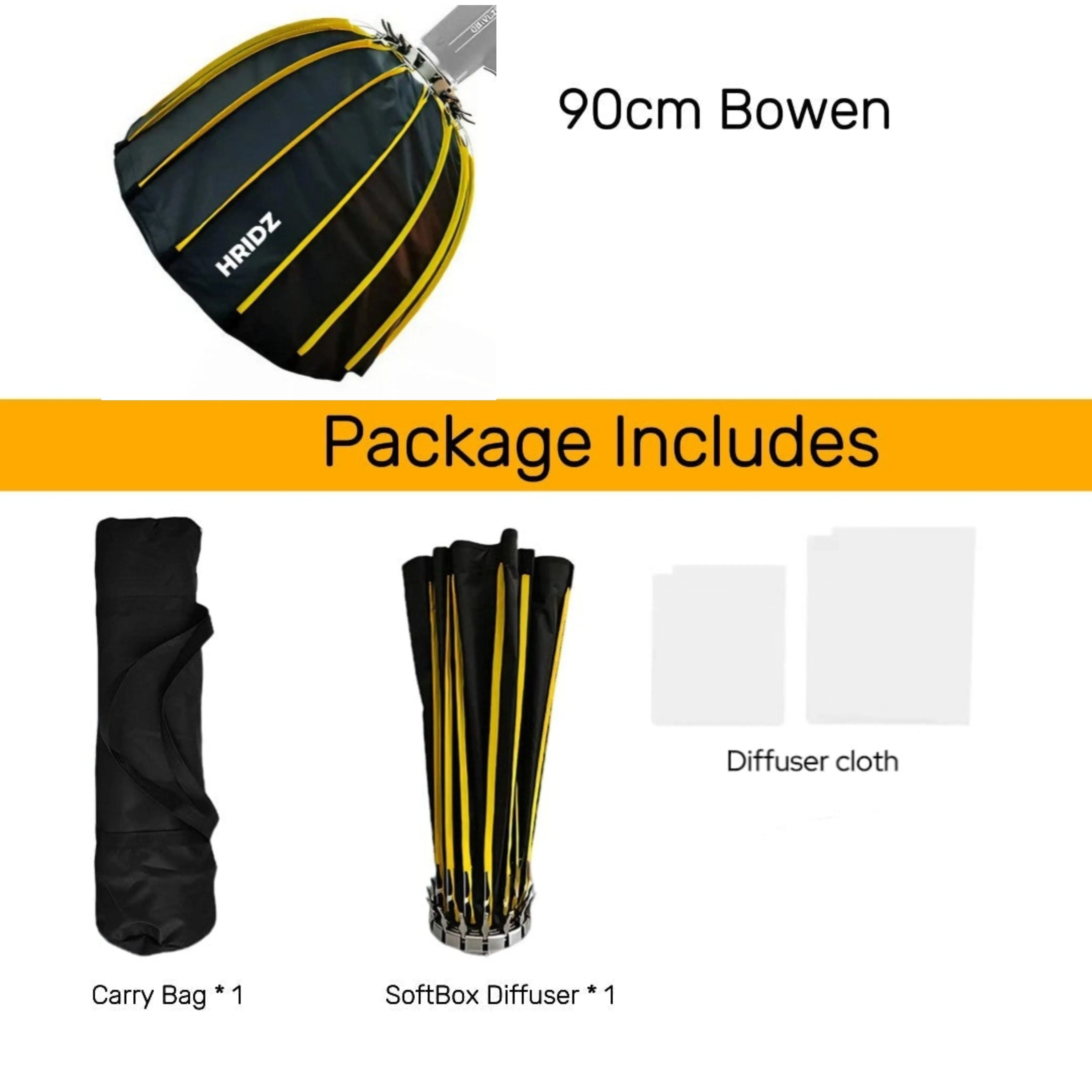 Hridz 90cm Bowens Parabolic Softbox for Godox Neewer video lights