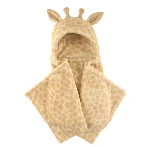 Hudson Baby Hooded Animal Face Plush Blanket, Giraffe