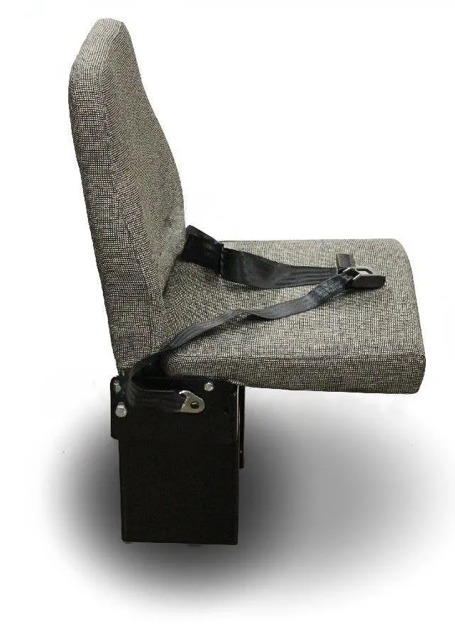 Jump Seat 10 – Floor Mounted Flip-Up Seat with 2 Point Seat Belt in Gray Cloth