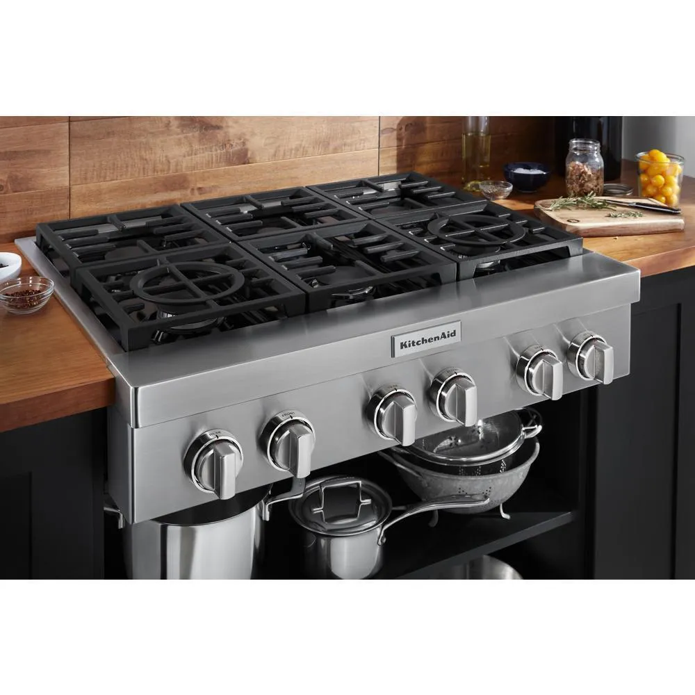 KCGC506JSS KitchenAid® 36'' 6-Burner Commercial-Style Gas Rangetop