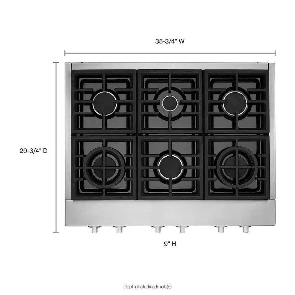 KCGC506JSS KitchenAid® 36'' 6-Burner Commercial-Style Gas Rangetop