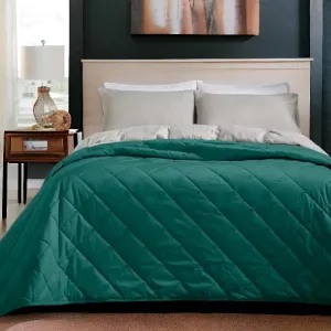 Kingfisher Blue Velvet Quilted Bedspread