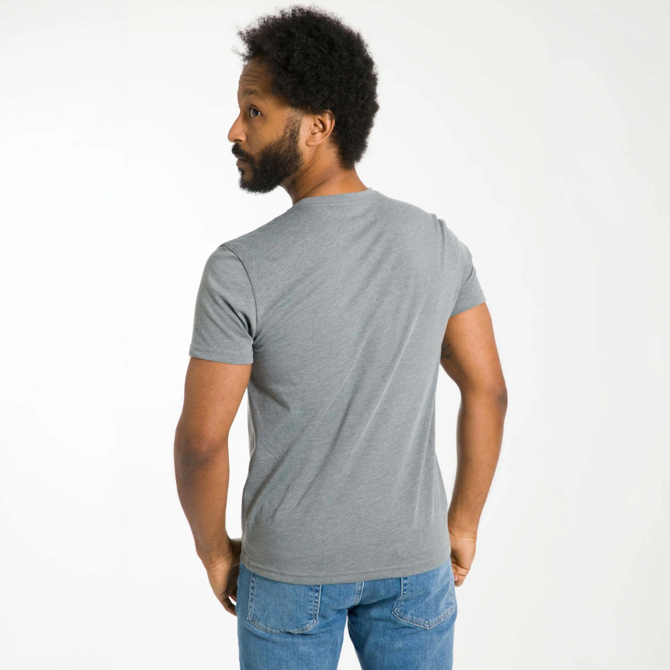 Lightweight Heathered Grey Short Sleeve Henley