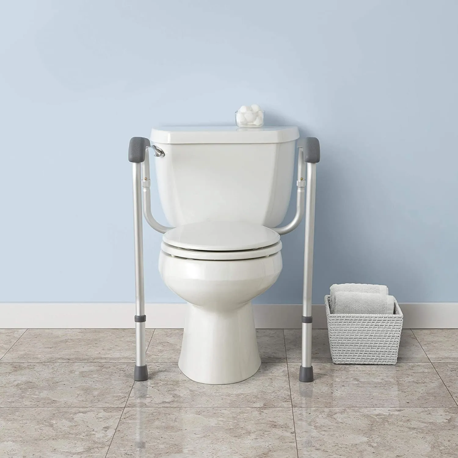 MEDLINE Mds86100rf Foldable Toilet Safety Rail, Capacity: 250 Lb, Aluminum, Fits all standard sized toilets