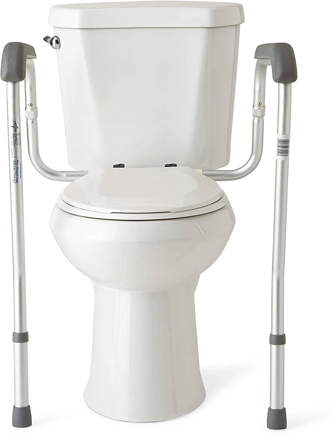 MEDLINE Mds86100rf Foldable Toilet Safety Rail, Capacity: 250 Lb, Aluminum, Fits all standard sized toilets