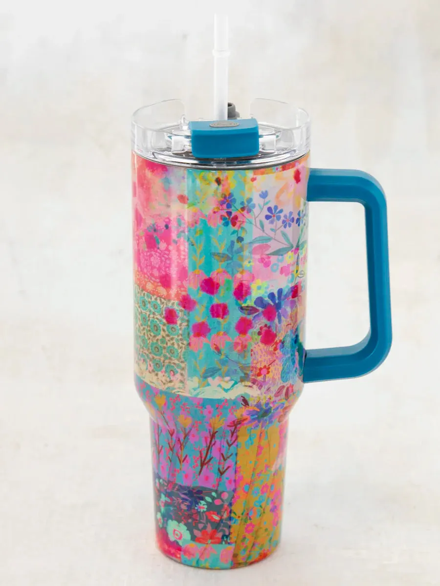 Mega 1L Tumbler Pink Watercolour Patchwork