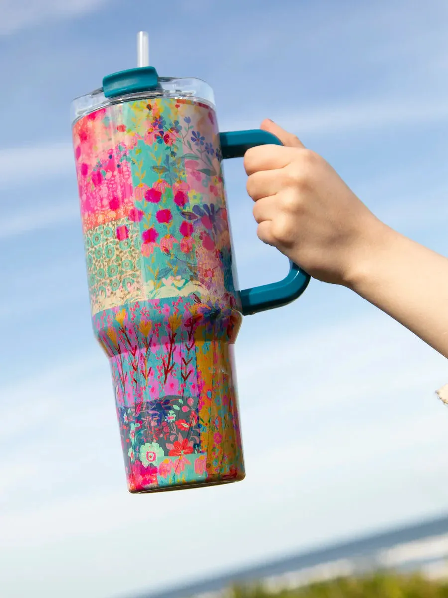 Mega 1L Tumbler Pink Watercolour Patchwork