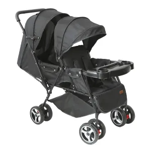 Moon Magnum Tandem Easy Fold Twin Travel Stroller (Black)