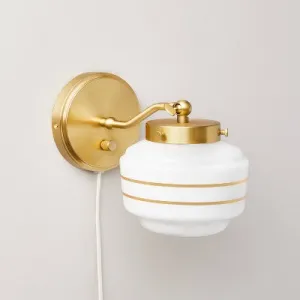 New - Milk Glass Striped Wall Sconce Brass Finish - Hearth & Hand with Magnolia