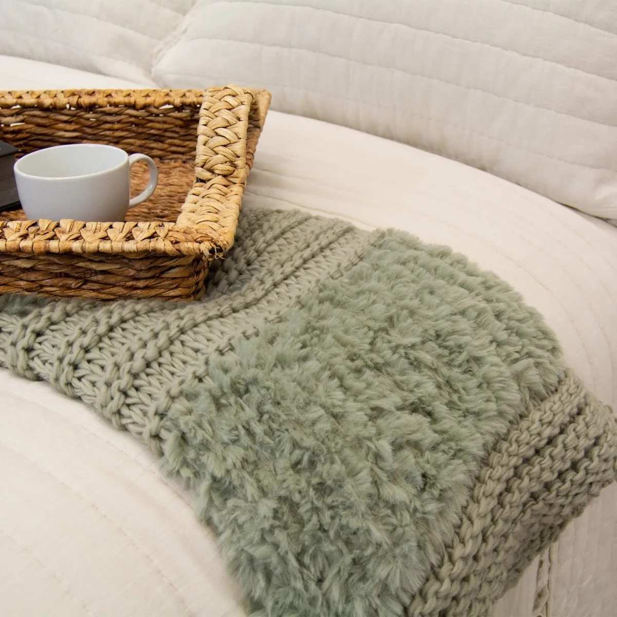 Plush Knit Throw - Sage