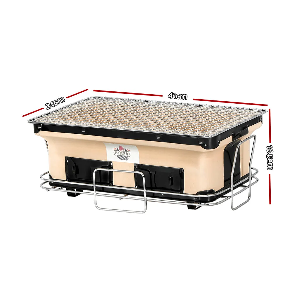 Portable Ceramic Hibachi BBQ Grill, Twin Chambers - Grillz