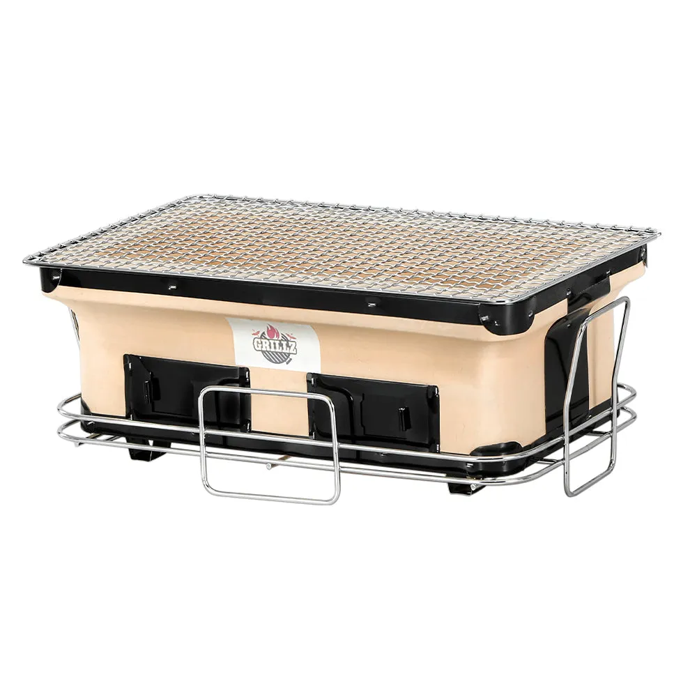 Portable Ceramic Hibachi BBQ Grill, Twin Chambers - Grillz