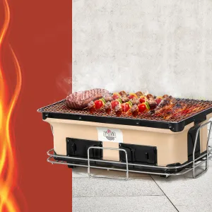 Portable Ceramic Hibachi BBQ Grill, Twin Chambers - Grillz