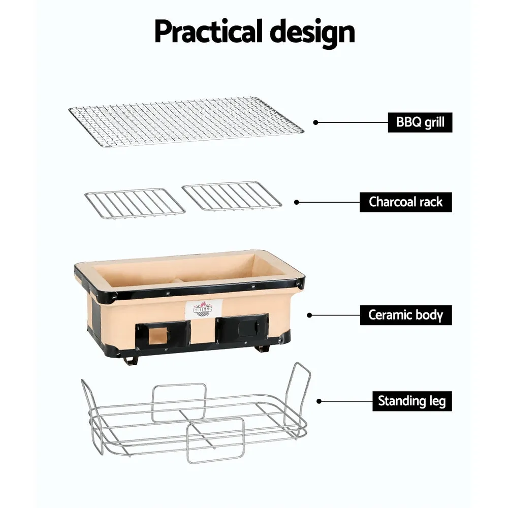 Portable Ceramic Hibachi BBQ Grill, Twin Chambers - Grillz