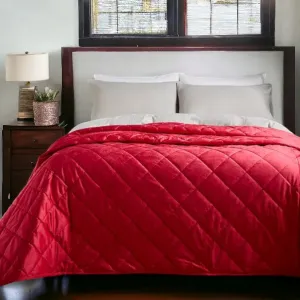 Red Velvet Quilted Bedspread