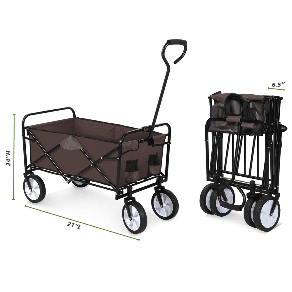 Rolling Collapsible Garden Cart - Brown