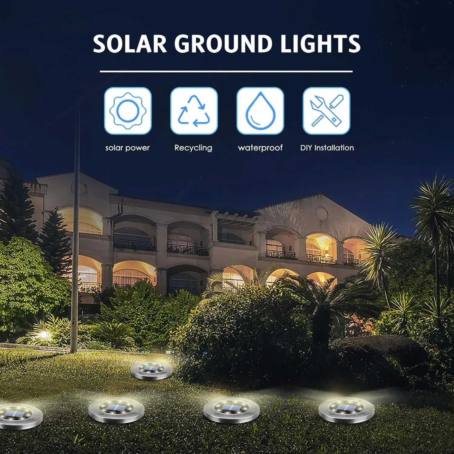 Solar Outdoor Lights 12 Packs, Waterproof Solar Pathway Lights Bright In-Ground Lights Lighting Decor for Garden, Lawn, Patio , Yard, Driveway, Step and Walkway Warm Light