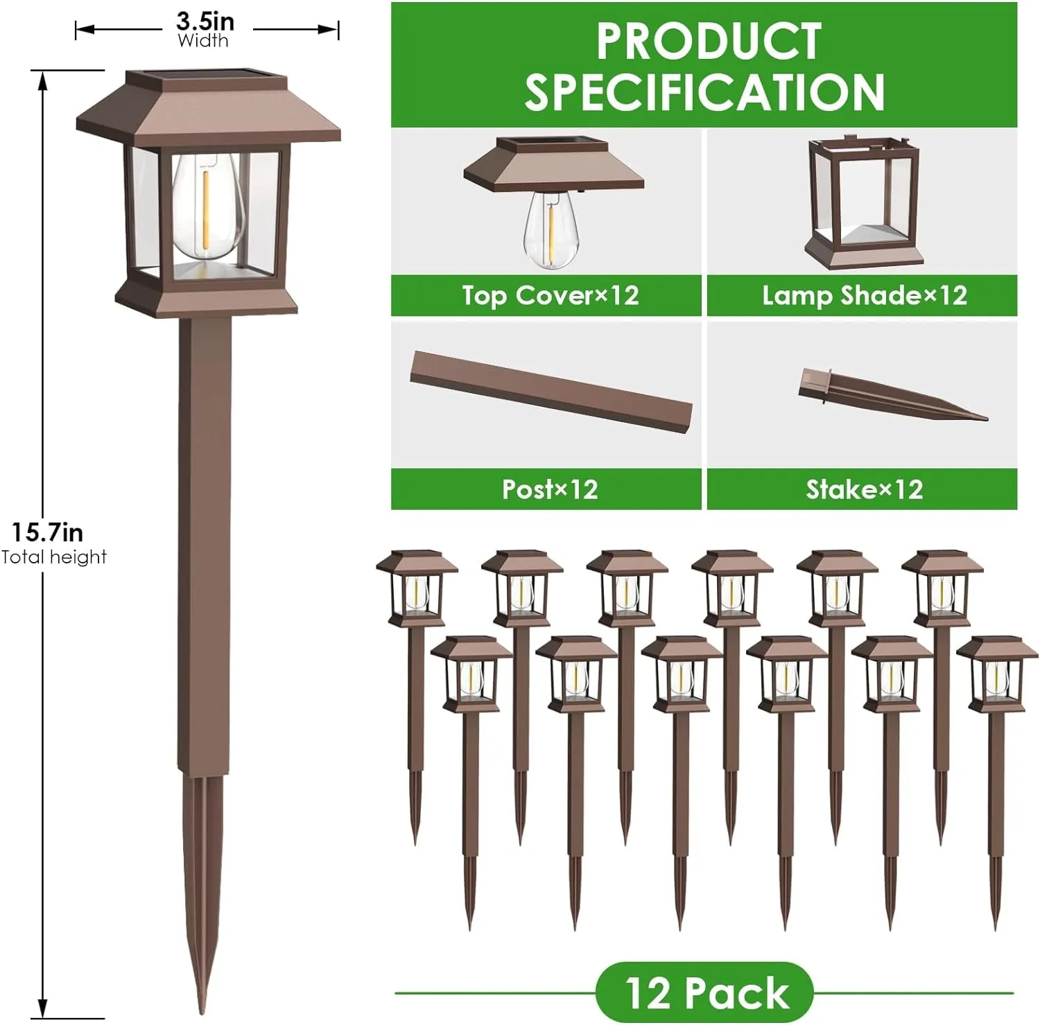 Solar Pathway Lights Outdoor, 12 Pack Upgraded LED Waterproof Solar Outdoor Lights, Solar Garden Landscape Lighting for outside Driveway Garden Landscape Walkway Path Yard Lawn Decor (12)