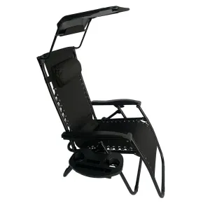 Sun Lounger Recliner Chair With Canopy Sunshade Set Of 2-BSC-005